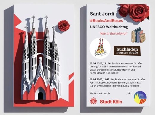 Sant Jordi in Kölns Partnerstadt Barcelona - Lesung LAMEBA und Feier #BooksandRoses