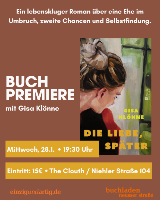 AUSVERKAUFT - Buchpremiere mit Gisa Klönne »Die Liebe später«
