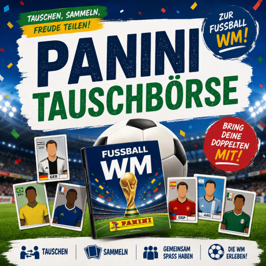 Paninitauschbörse vor dem Buchladen